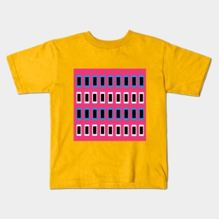 Colorful Pink Blue Tile Yellow Accent Mod Pop Art Pattern Kids T-Shirt